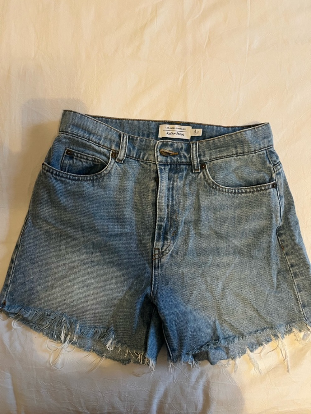 & Other Stories Light Blue Denim Frayed Hem Shorts